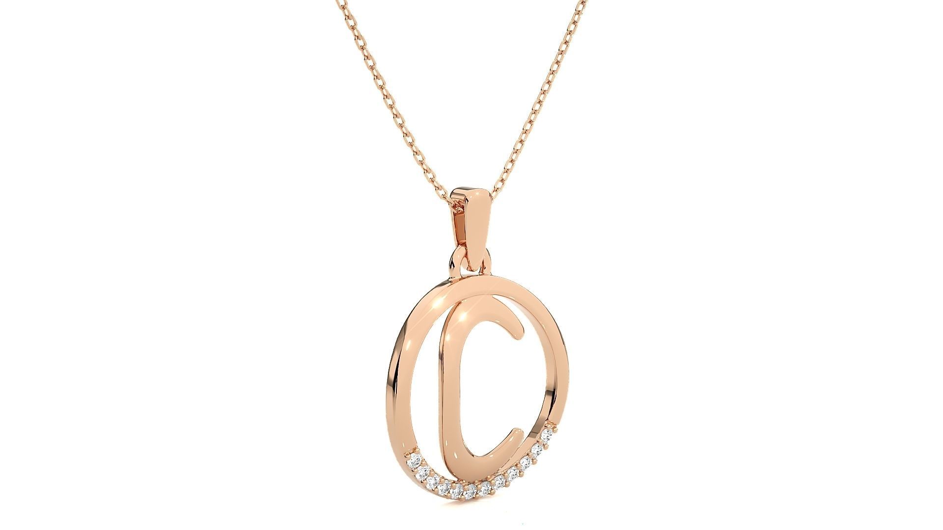Alphabet - C rose gold arrow necklace 3D print model_3
