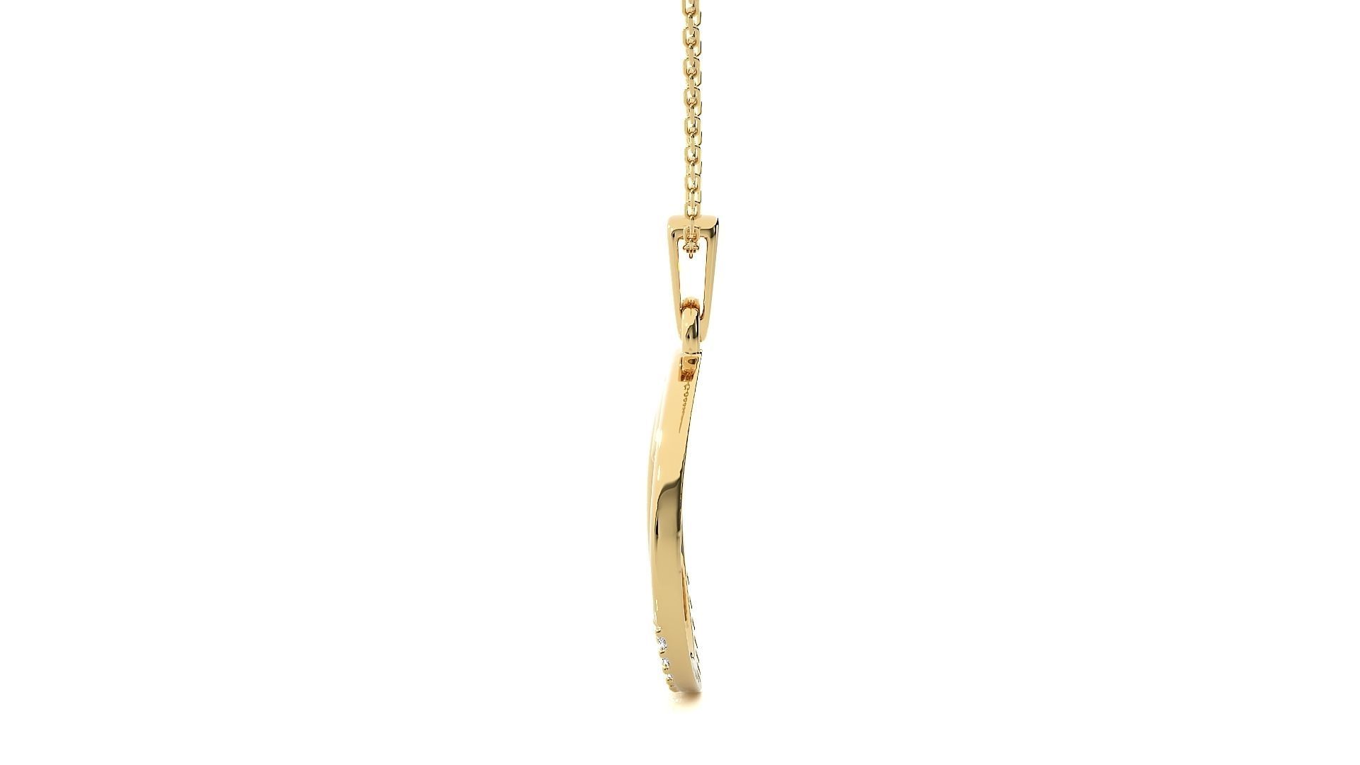 Alphabet - C rose gold arrow necklace 3D print model_11