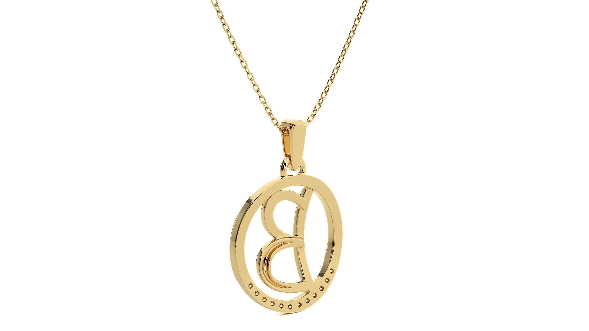 Alphabet - B rose gold arrow pendant 3D print model_12