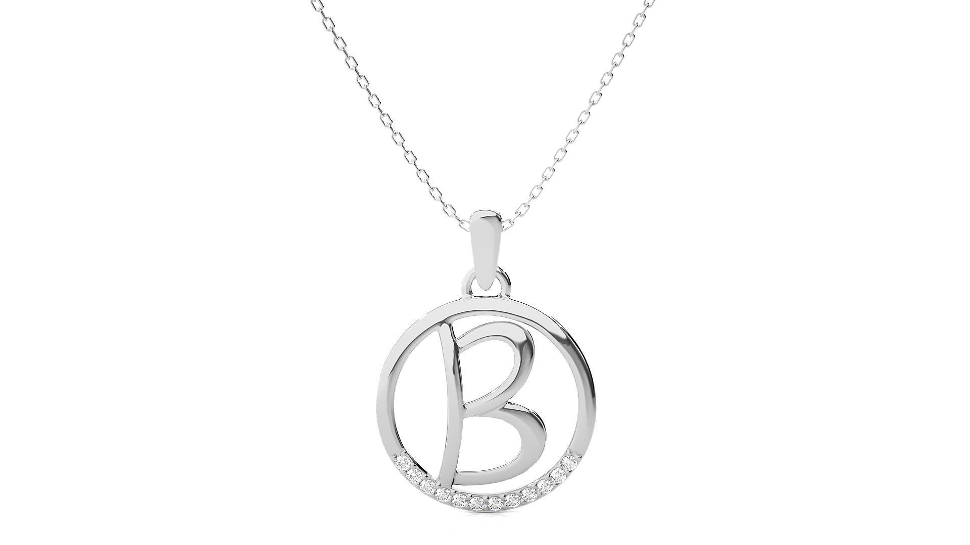 Alphabet - B rose gold arrow pendant 3D print model_6