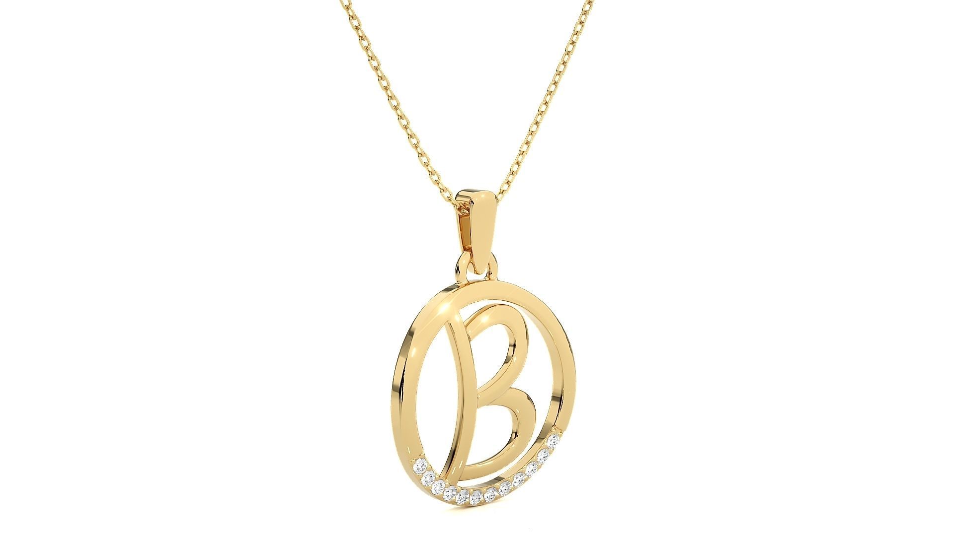 Alphabet - B rose gold arrow pendant 3D print model_10