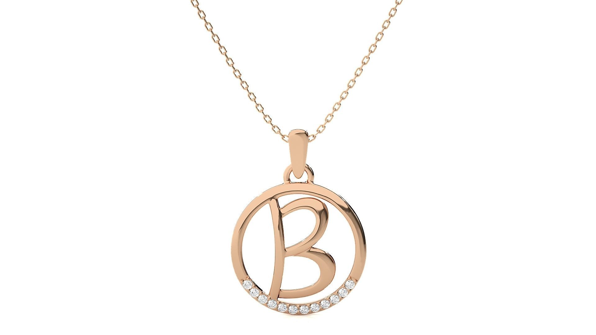 Alphabet - B rose gold arrow pendant 3D print model_2