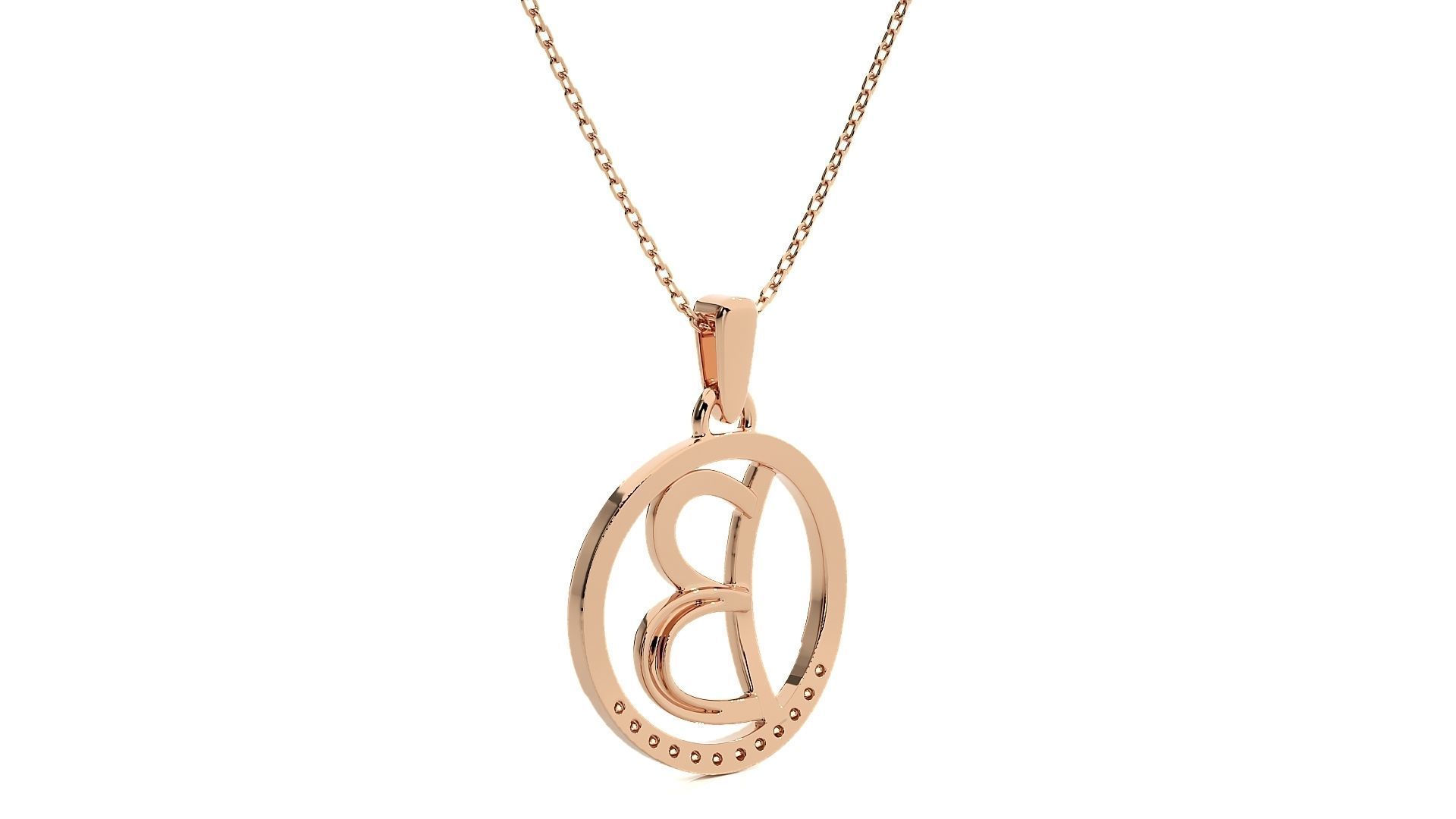 Alphabet - B rose gold arrow pendant 3D print model_5