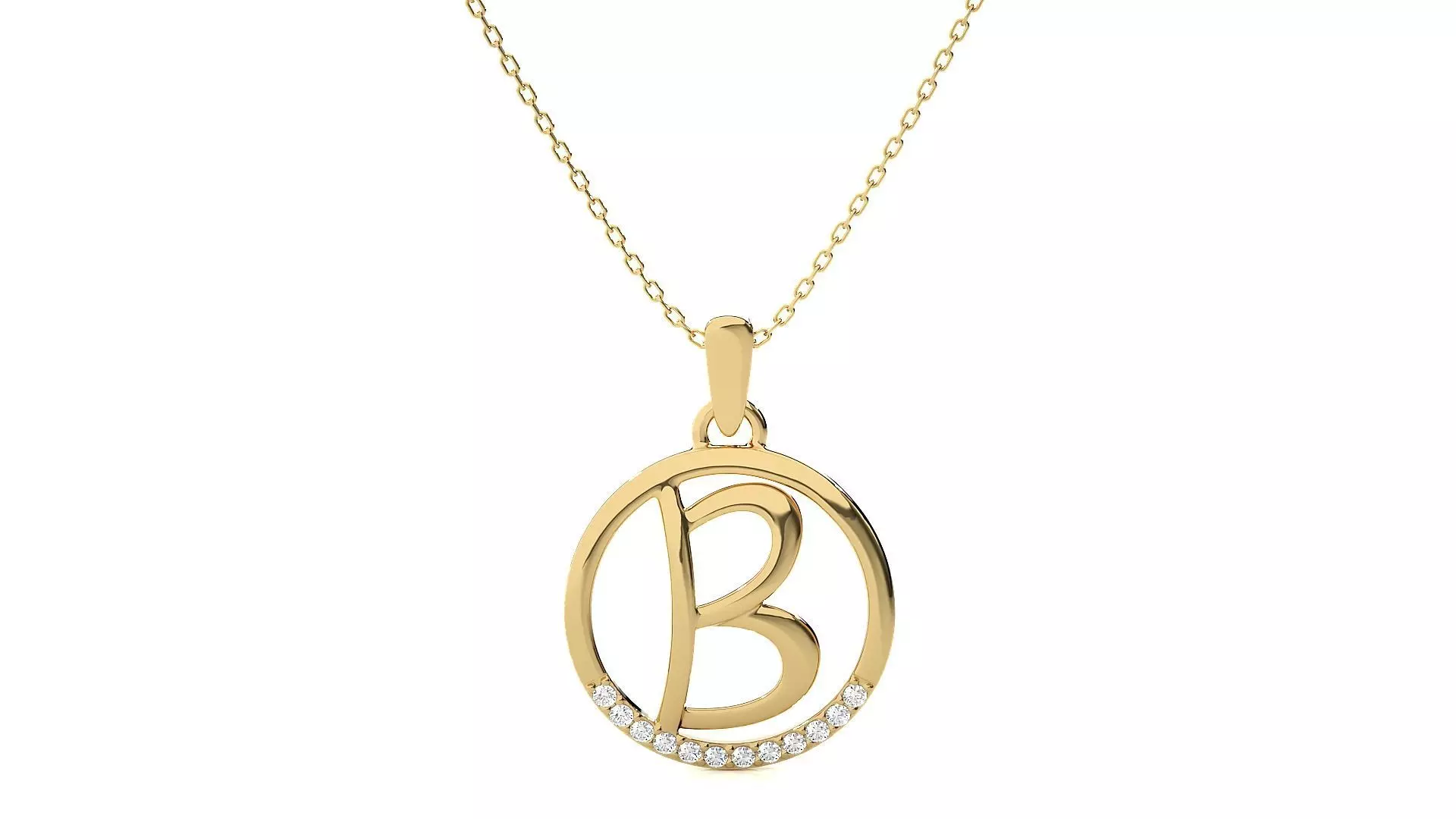 Alphabet - B rose gold arrow pendant 3D print model_0