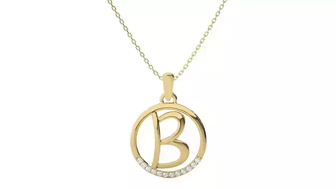 Alphabet - B rose gold arrow pendant