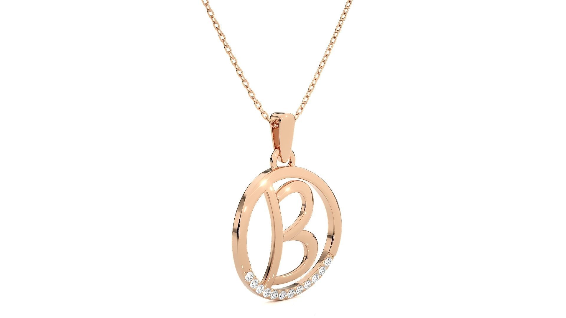 Alphabet - B rose gold arrow pendant 3D print model_3
