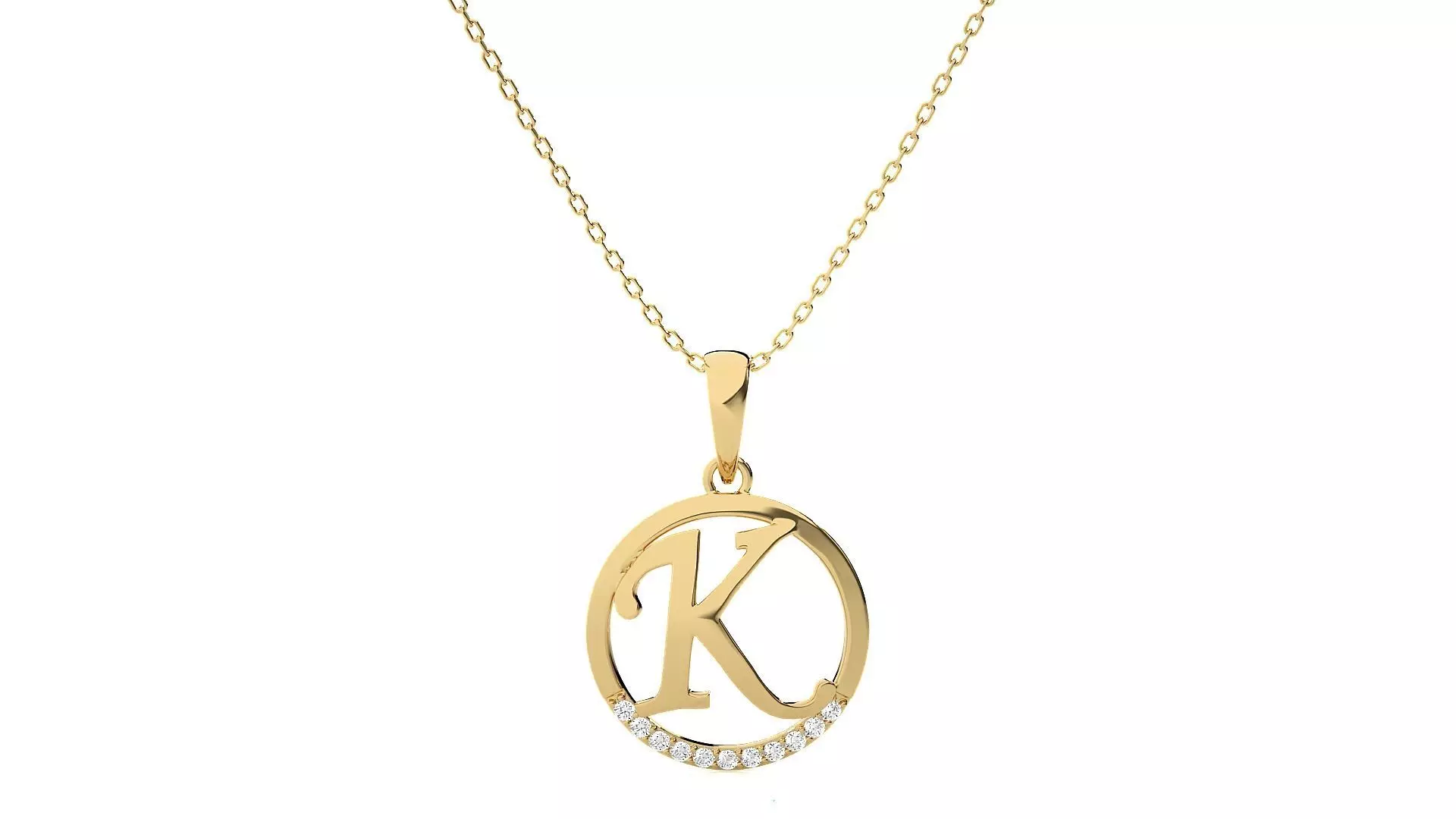 Alphabet - K rose gold pendant 3D print model_0