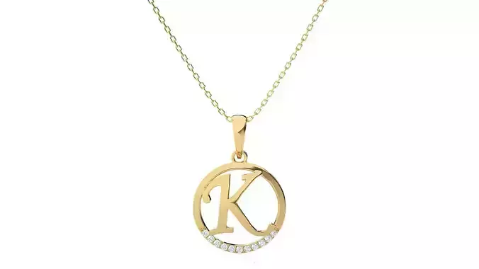 Alphabet - K rose gold pendant