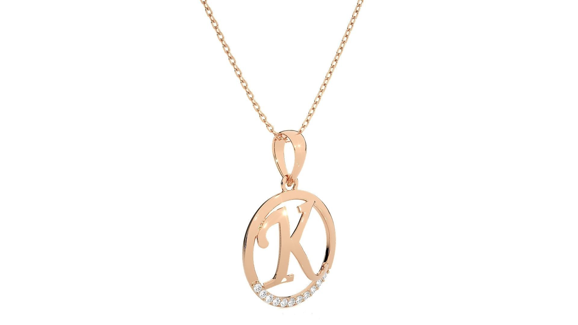 Alphabet - K rose gold pendant 3D print model_4