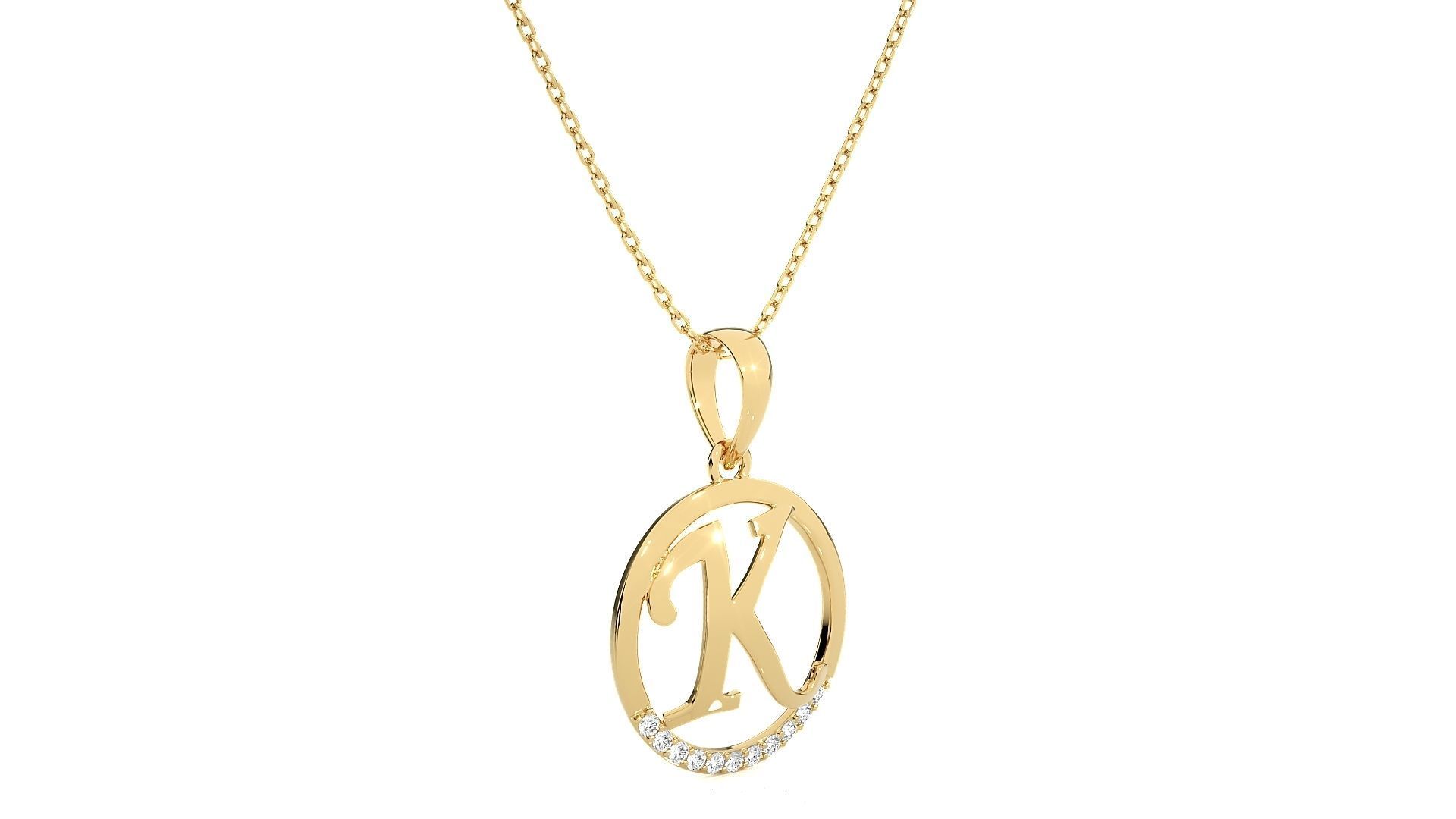 Alphabet - K rose gold pendant 3D print model_2
