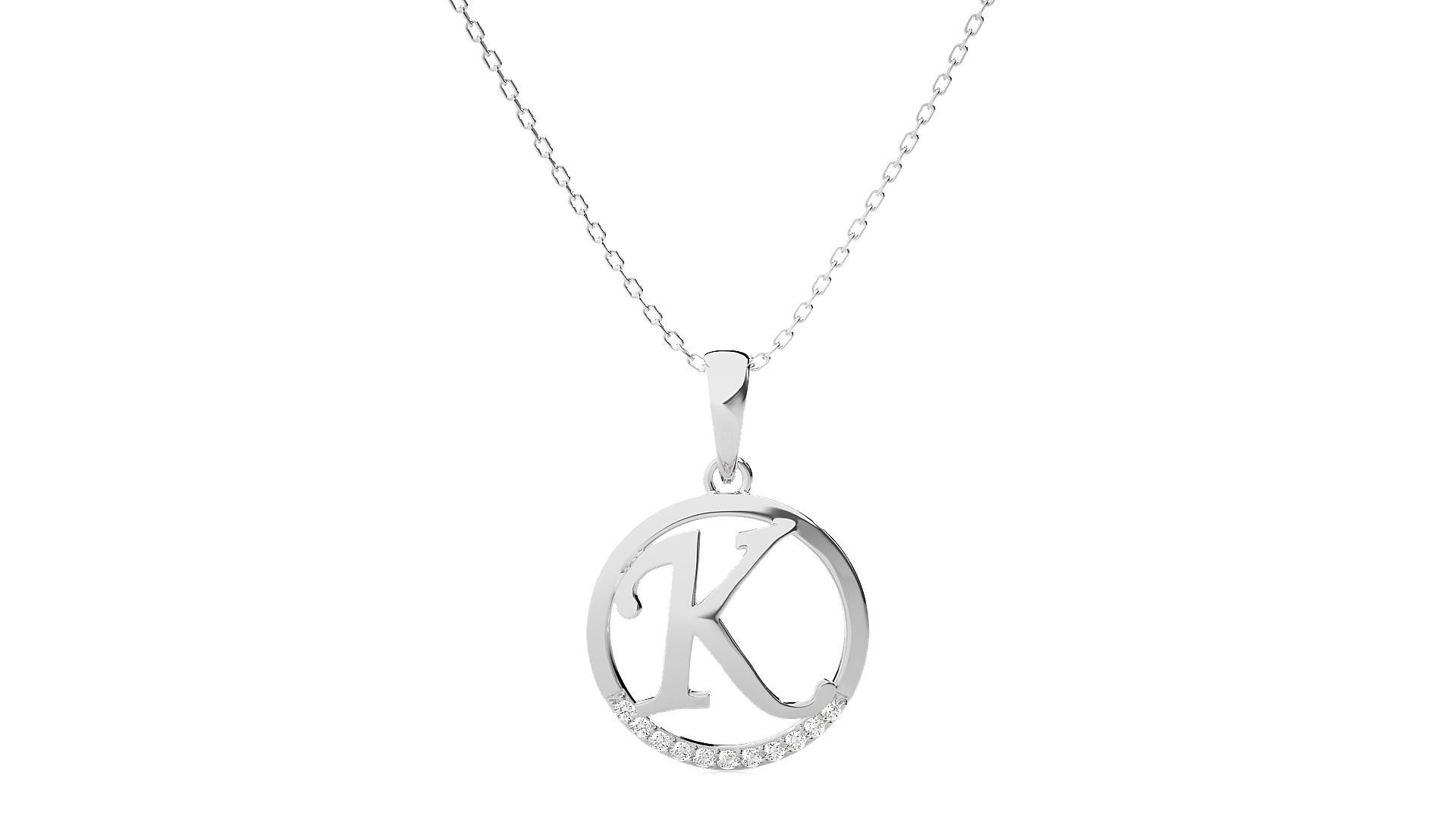 Alphabet - K rose gold pendant 3D print model_7