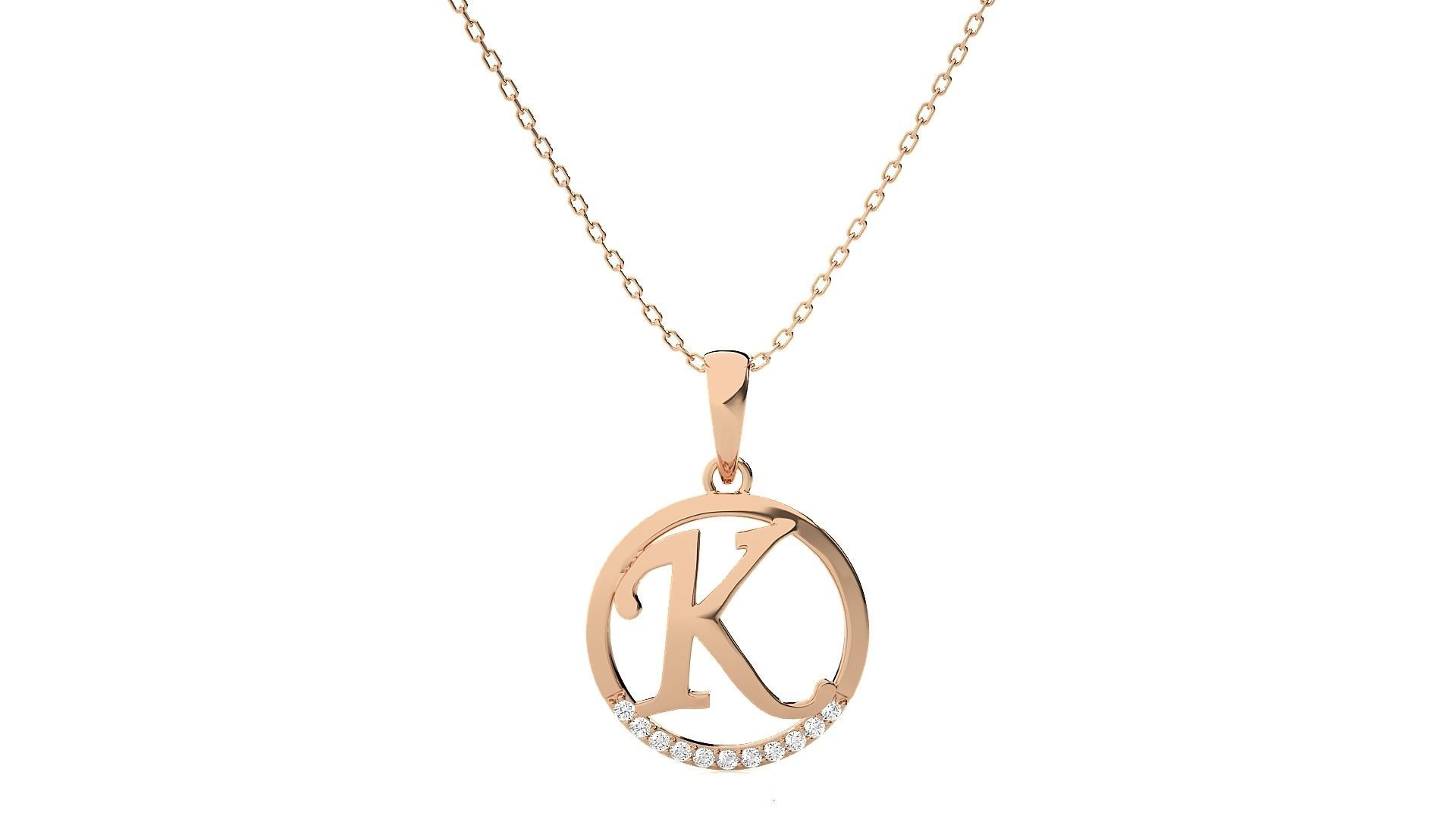 Alphabet - K rose gold pendant 3D print model_3