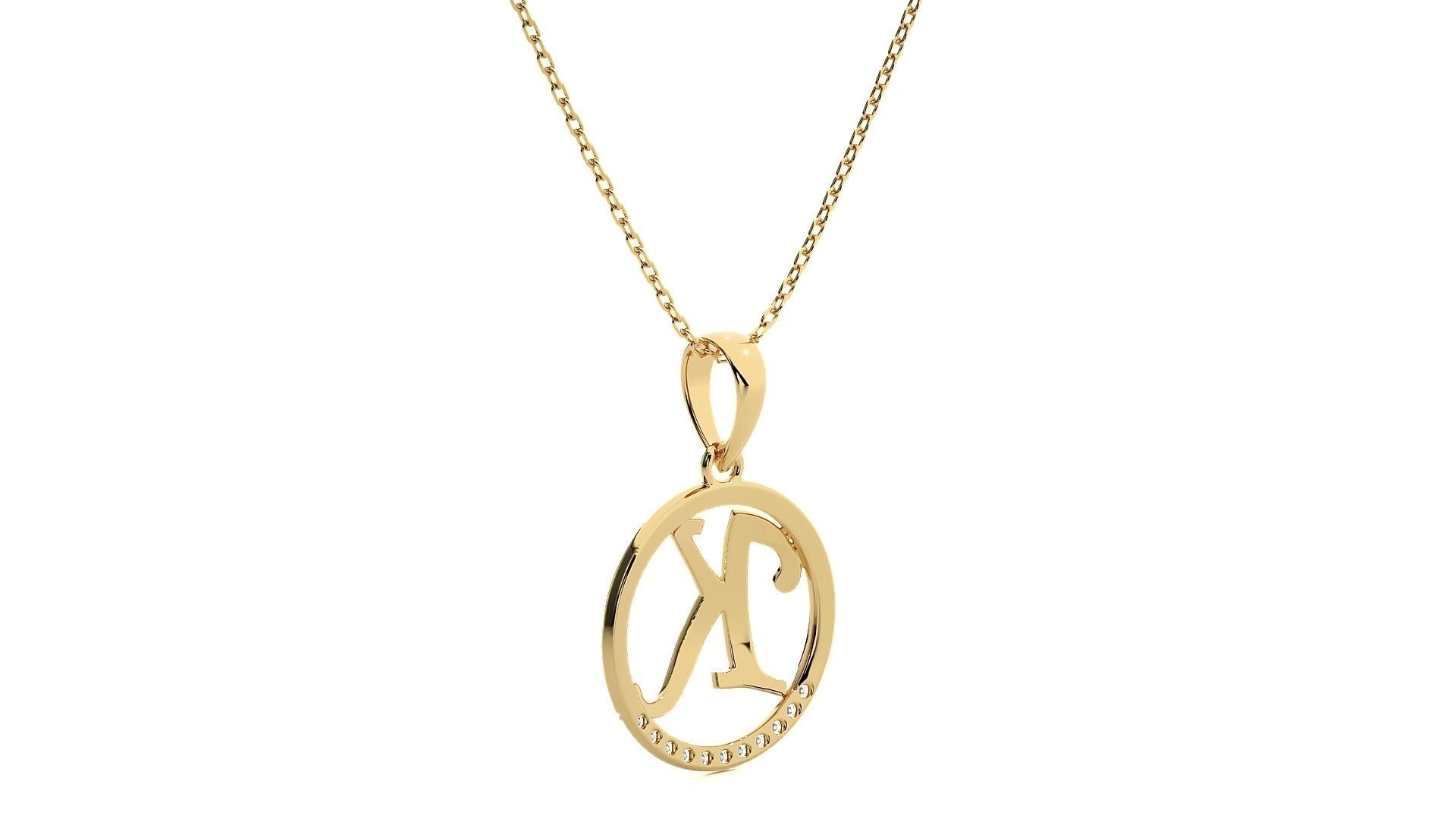 Alphabet - K rose gold pendant 3D print model_11