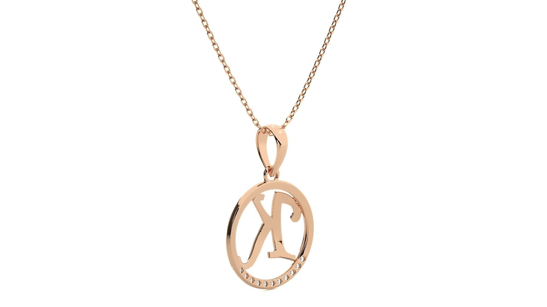 Alphabet - K rose gold pendant 3D print model_6