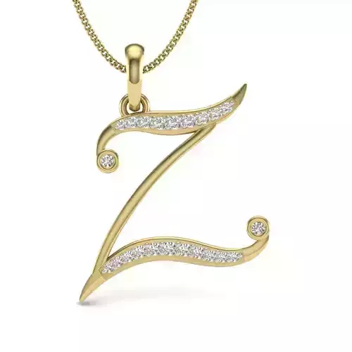 Alphabet - Z letter pendant gold with diamonds