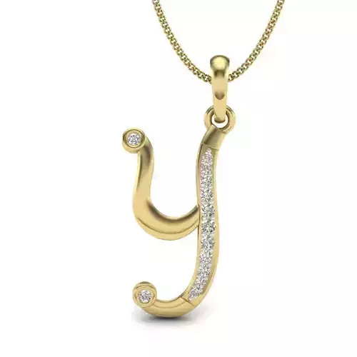 Alphabet - Y letter j pendant gold with diamonds