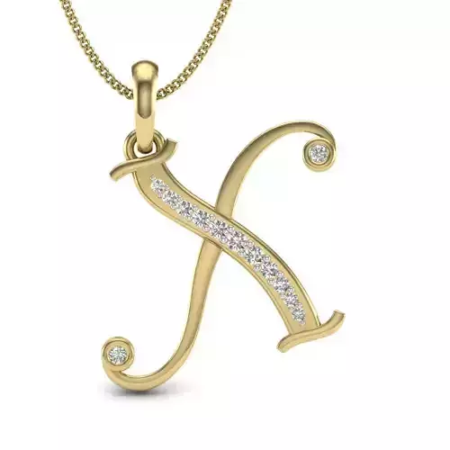 Alphabet - X letter pendant gold with diamonds