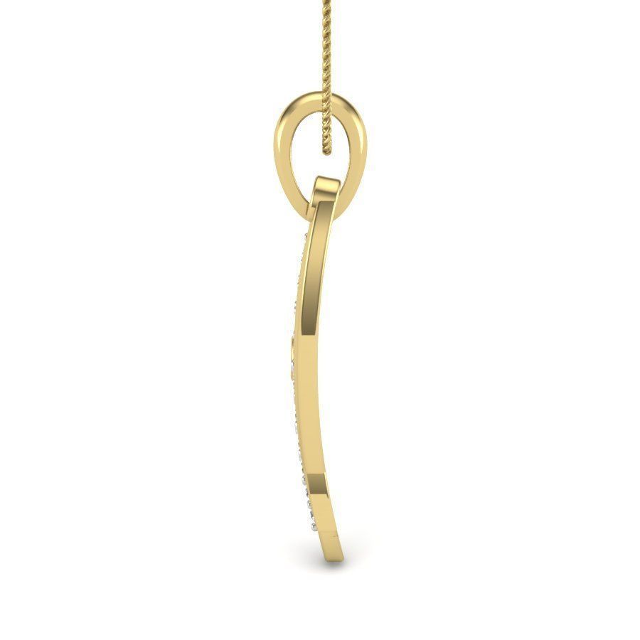 Alphabet - W letter v pendant gold with diamonds 3D print model_5