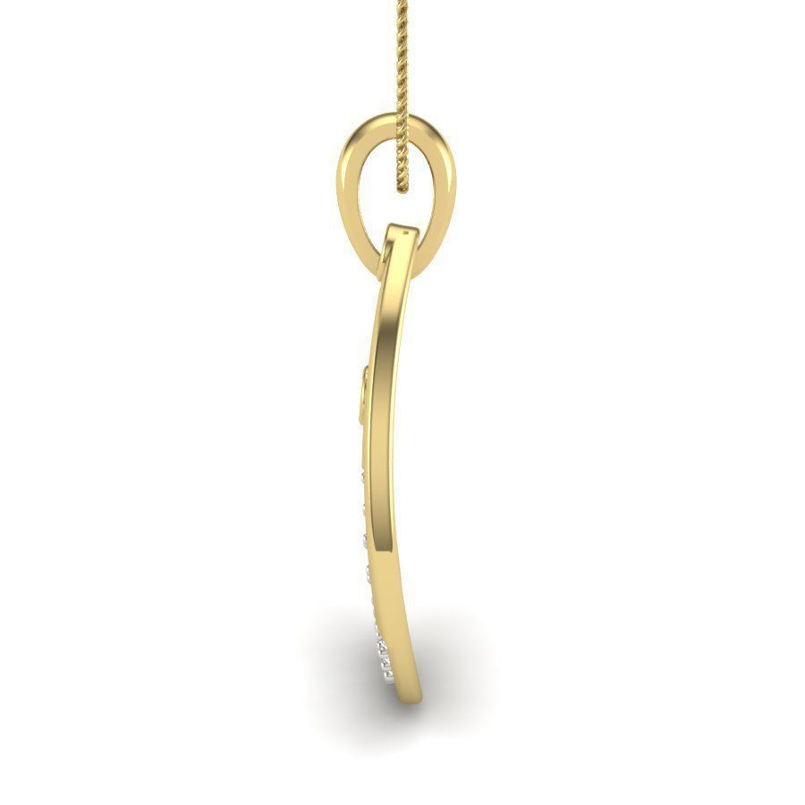 Alphabet - U gold curved diamond pendant 3D print model_5