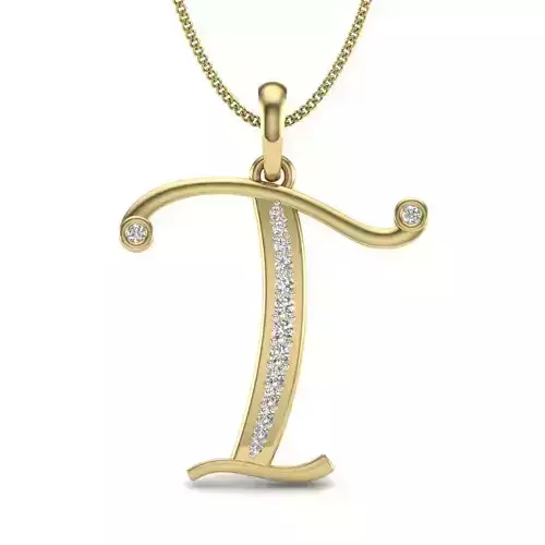 Alphabet - T letter pendant with diamonds 3D print model