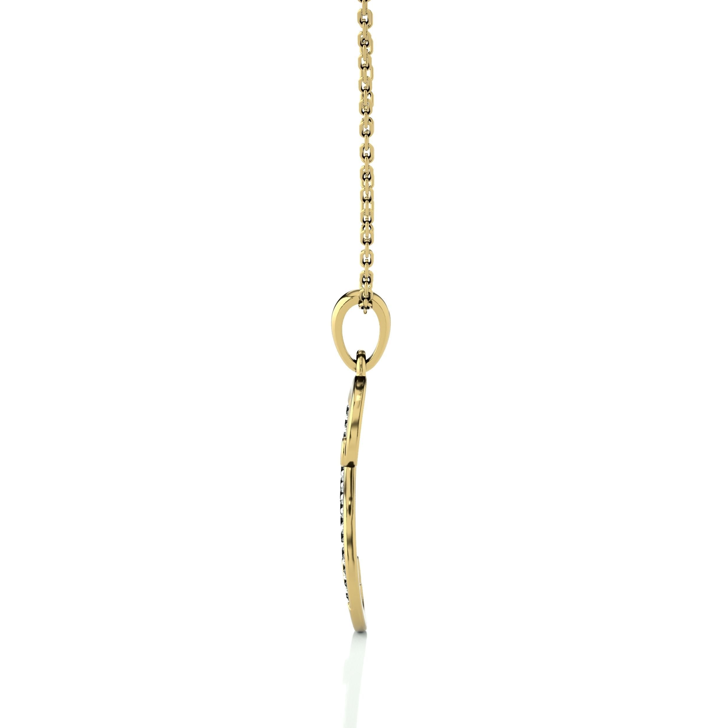 Alphabet - S gold dangle necklace with diamonds 3D print model_2