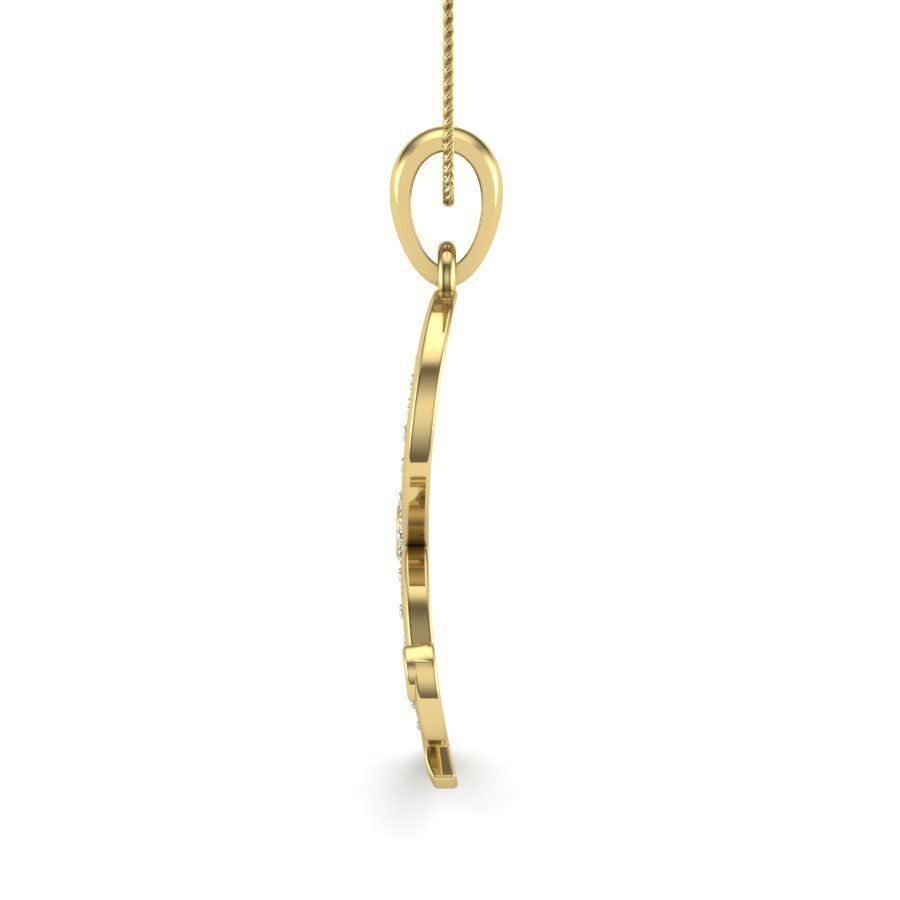 Alphabet - R initial pendant gold with diamonds 3D print model_5