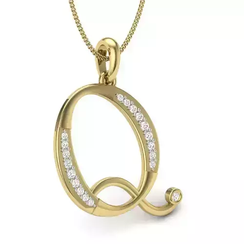 Alphabet - Q letter pendant gold with diamonds 3D print model