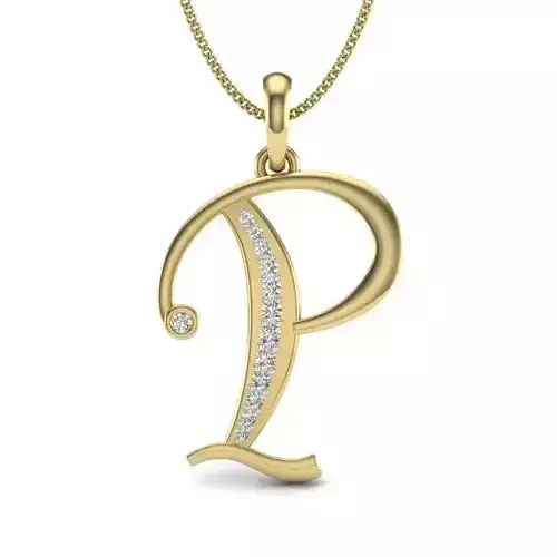 Alphabet - P letter pendant gold with diamonds