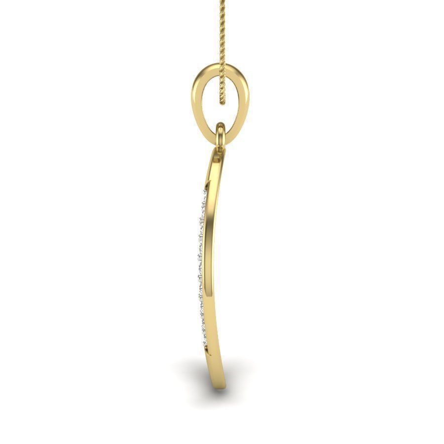 Alphabet - O oval pendant with diamonds on gold chain 3D print model_5
