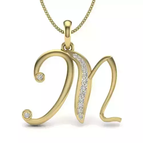 Alphabet - M initial pendant gold with diamonds