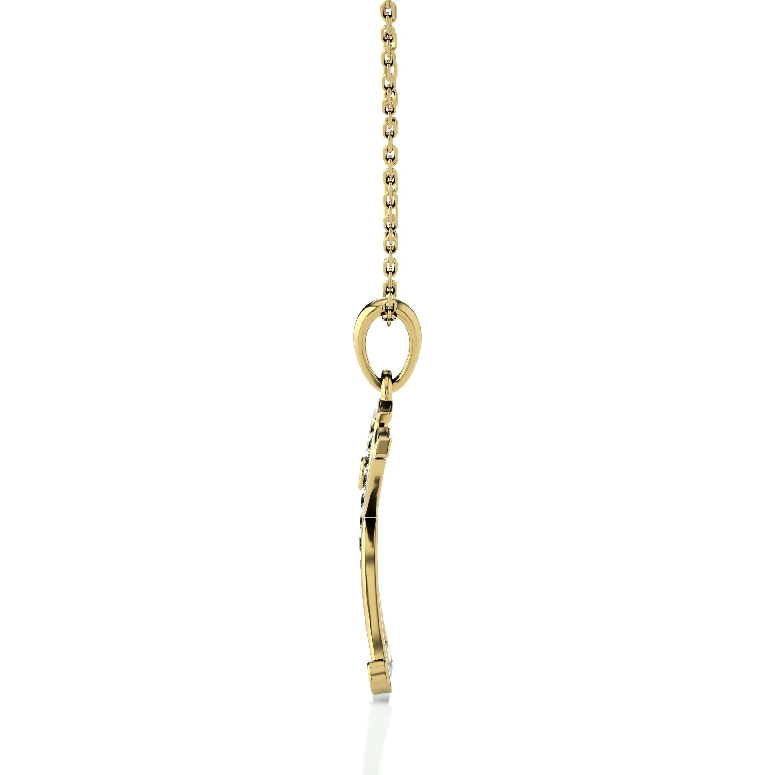 Alphabet - K initial necklace gold with diamonds 3D print model_2