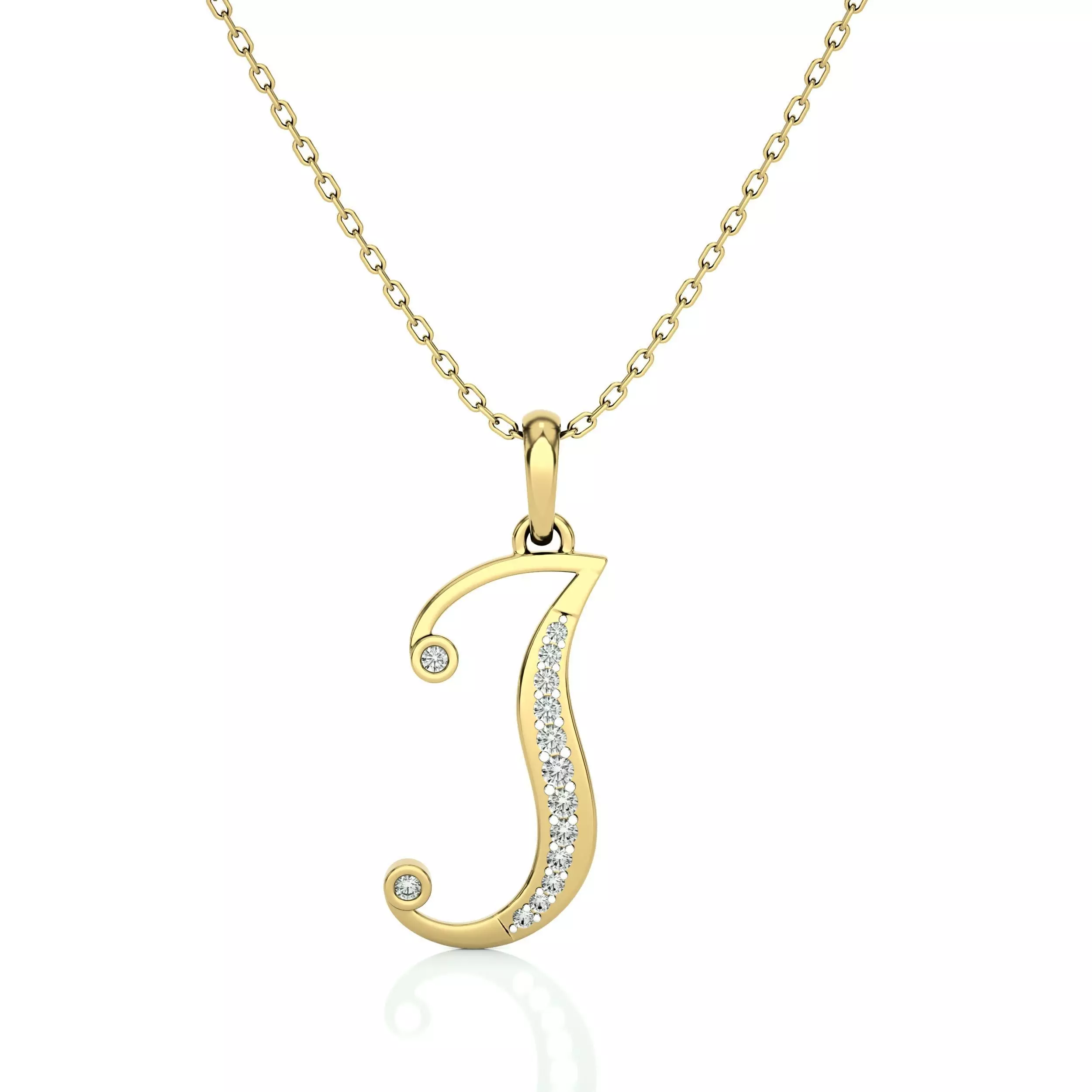 Alphabet - J gold diamond arrow pendant 3D print model_0
