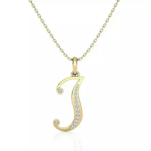 Alphabet - J gold diamond arrow pendant 3D print model