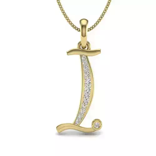 Alphabet - I letter pendant gold with diamonds