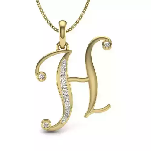 Alphabet - H letter k pendant gold with diamonds