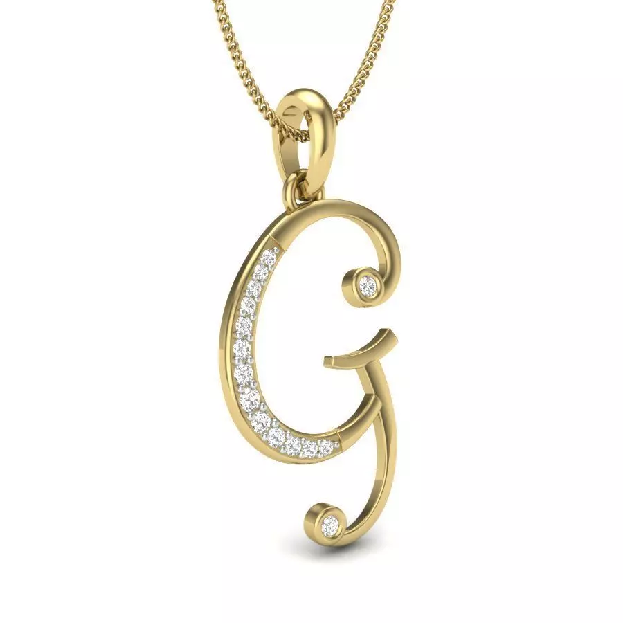 Alphabet - G diamond pendant gold 3D print model_0