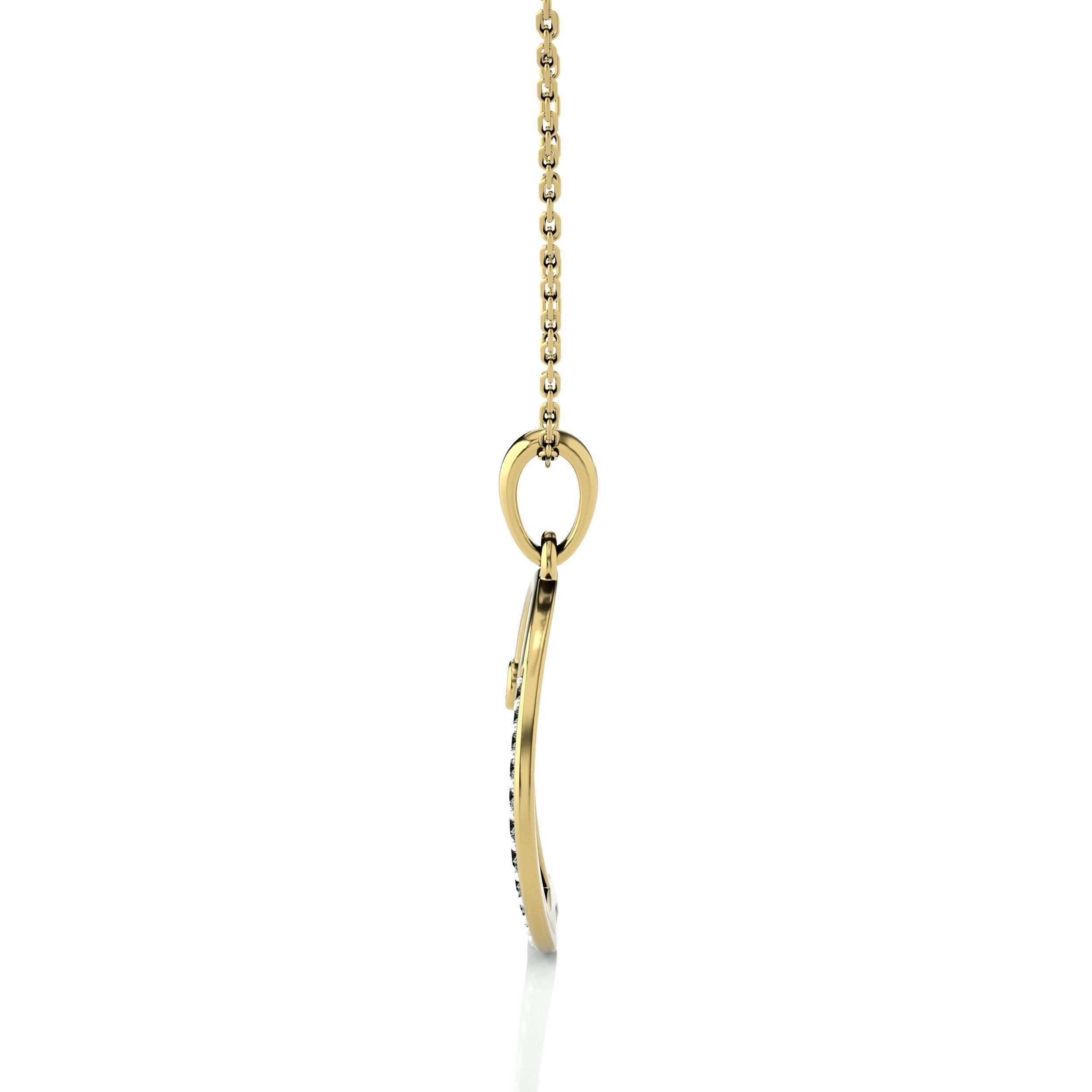 Alphabet - D initial necklace gold with diamonds 3D print model_3
