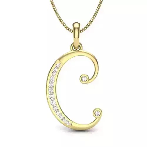 Alphabet - C diamond pendant gold 3D print model
