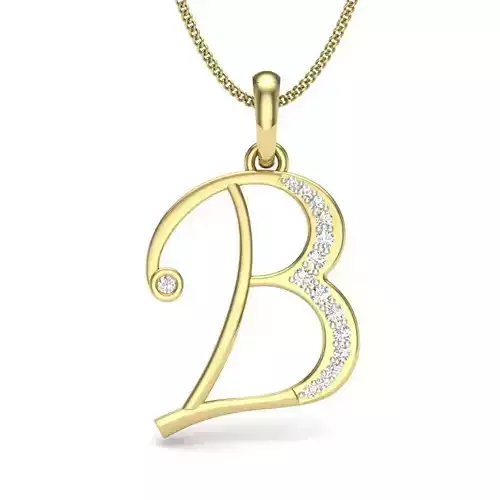 Alphabet - B initial pendant gold with diamonds