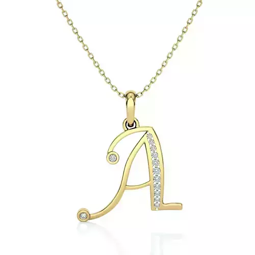 Alphabet - A initial necklace gold with diamonds 3D print model