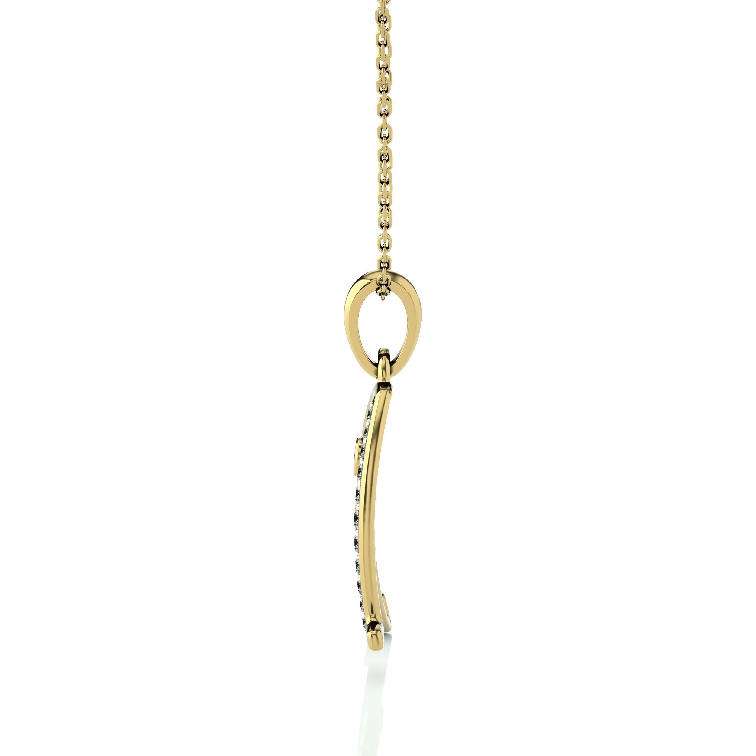 Alphabet - A initial necklace gold with diamonds 3D print model_2