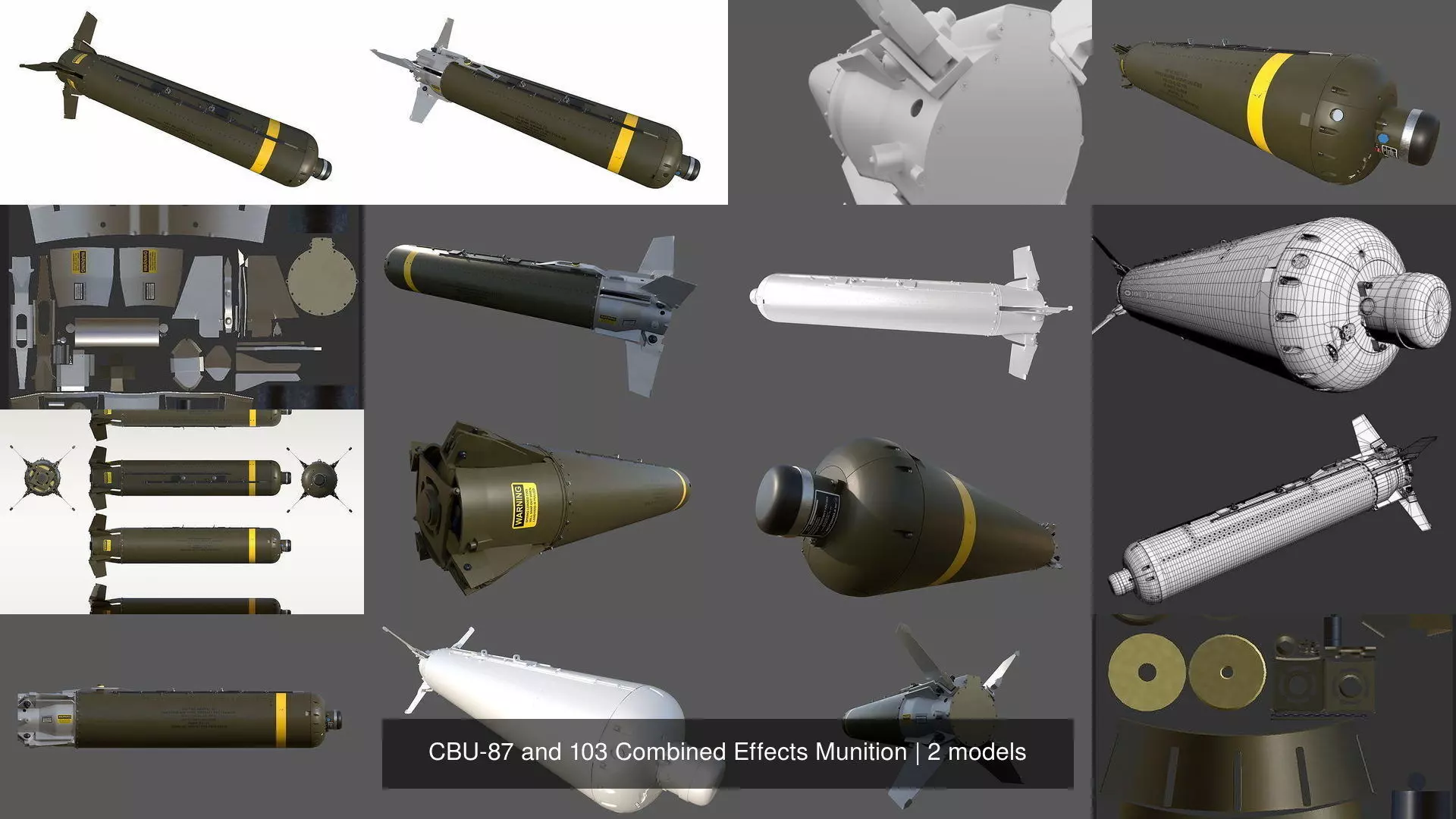 CBU-87 and 103 Combined Effects Munition 3D Model Collection_0