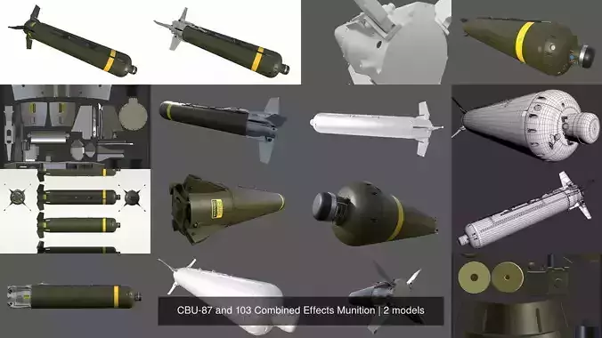 CBU-87 and 103 Combined Effects Munition 3D Model Collection