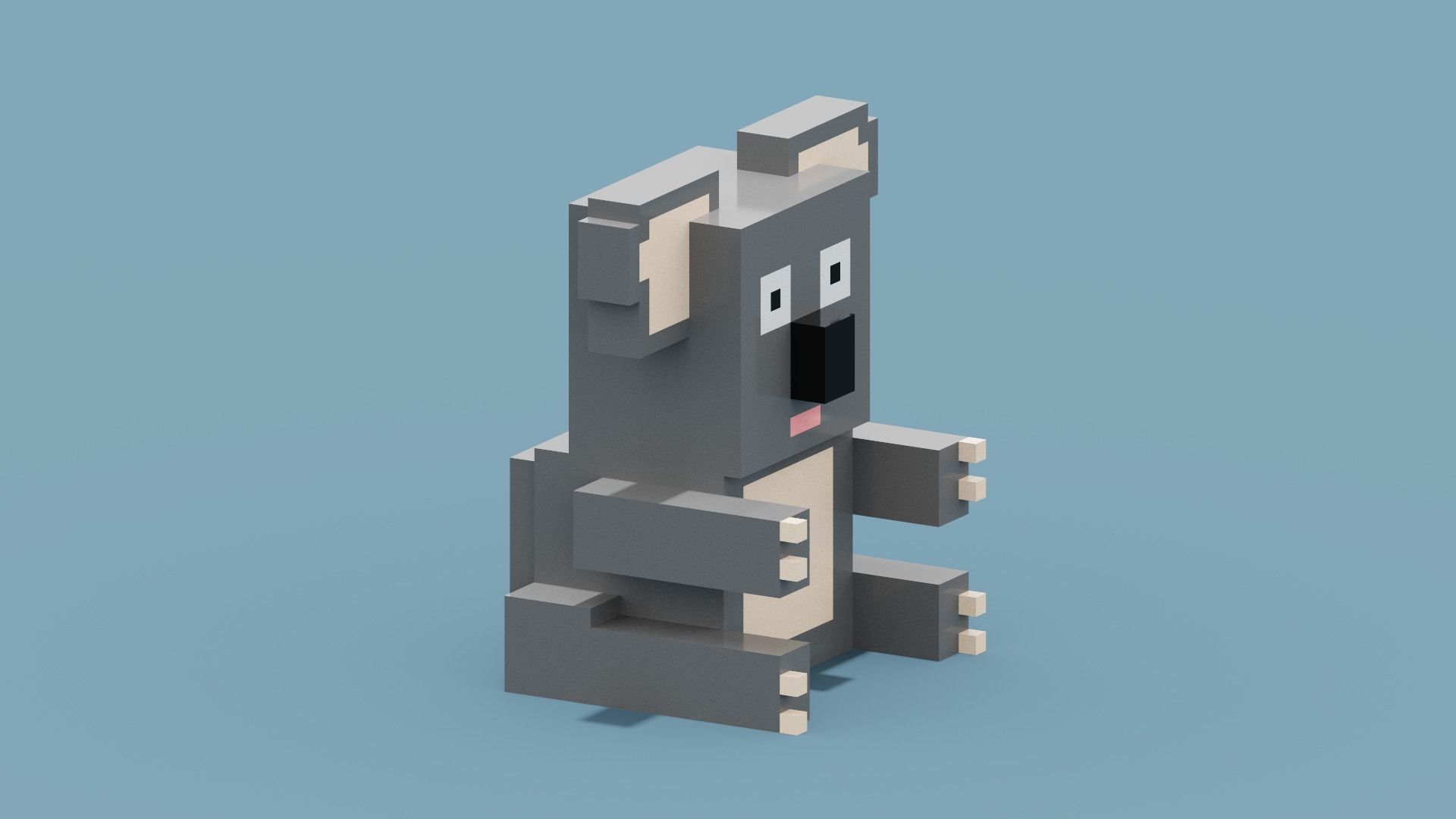 Voxel Koala Low-poly 3D model_10