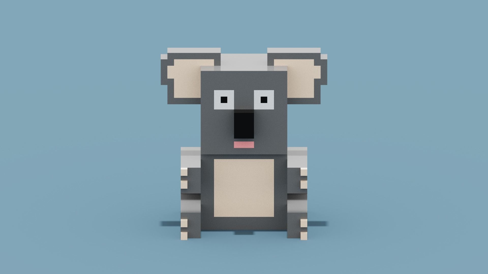 Voxel Koala Low-poly 3D model_11