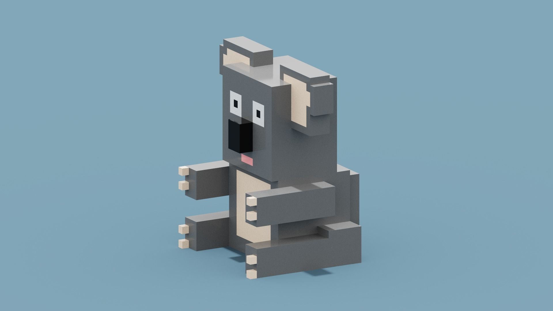 Voxel Koala Low-poly 3D model_1