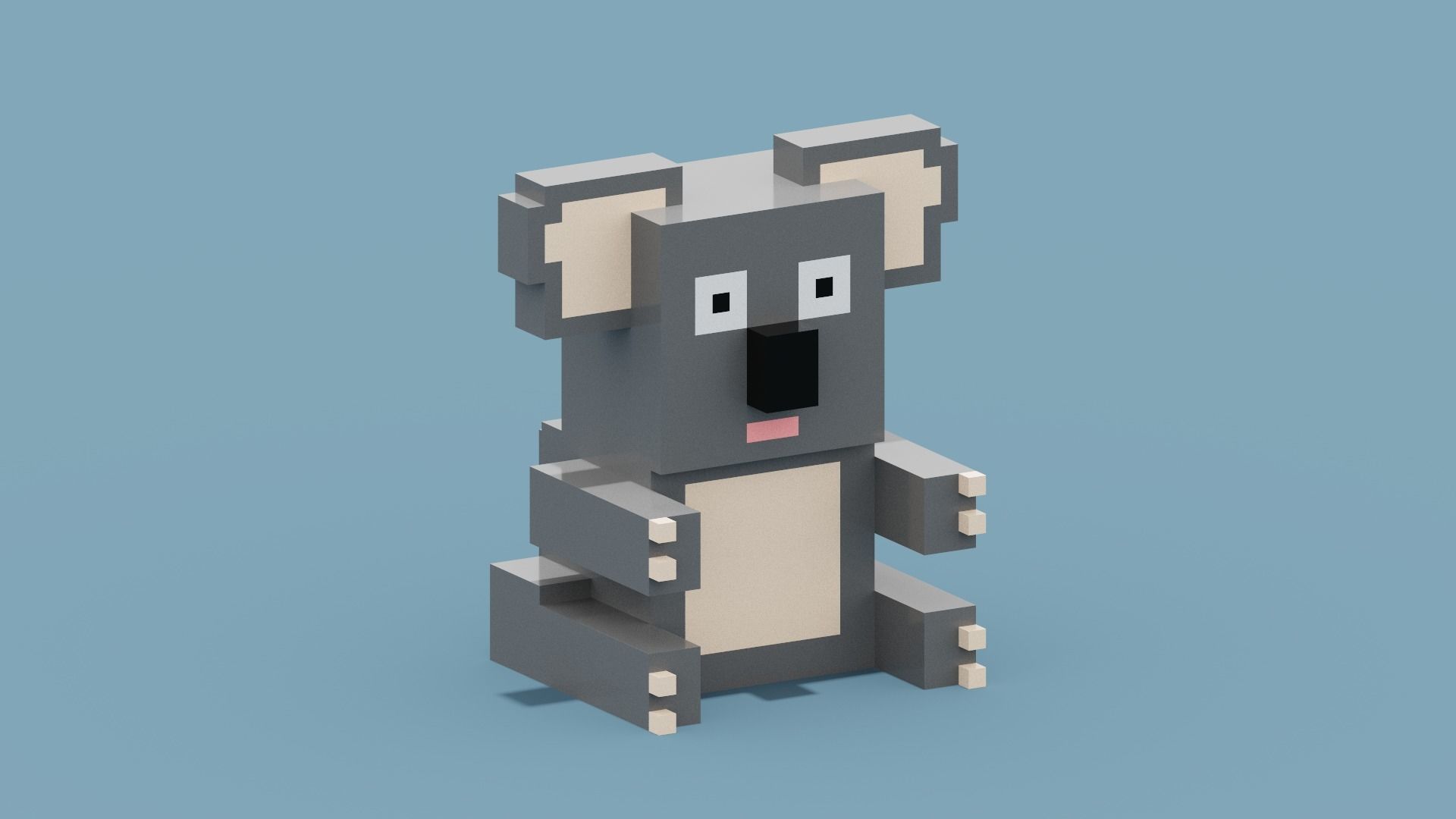 Voxel Koala Low-poly 3D model_9
