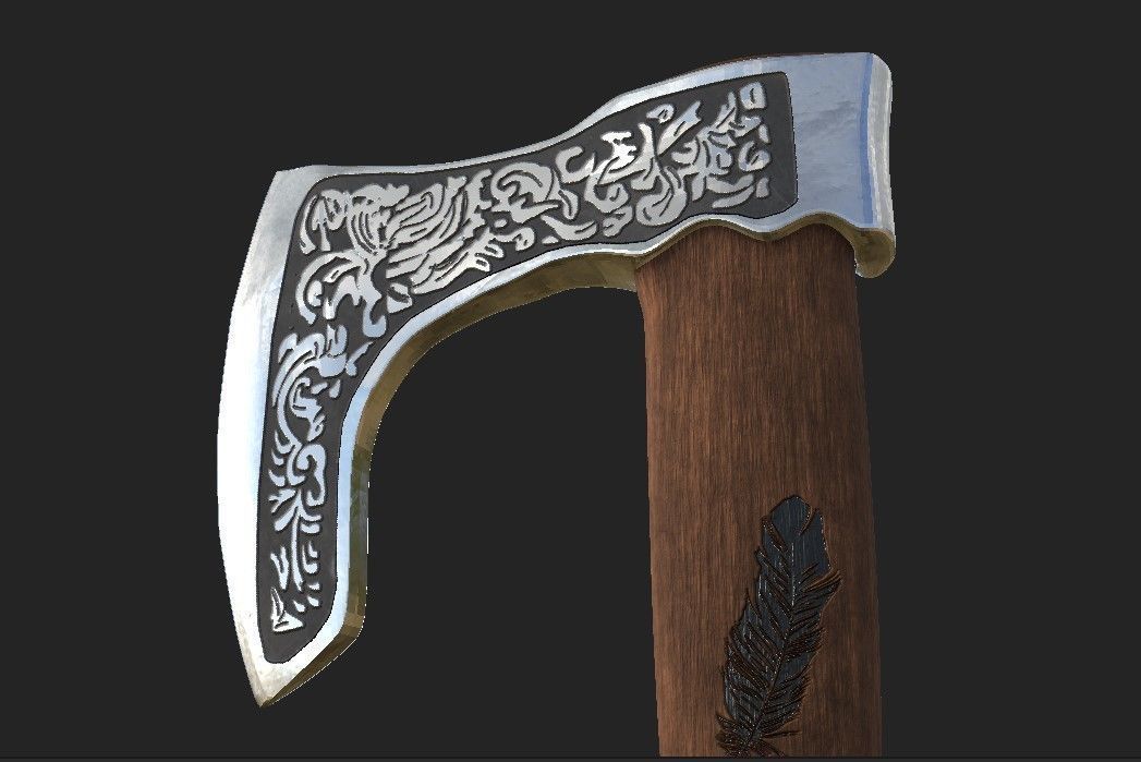 Viking Bearded Axe Low-poly 3D model_1