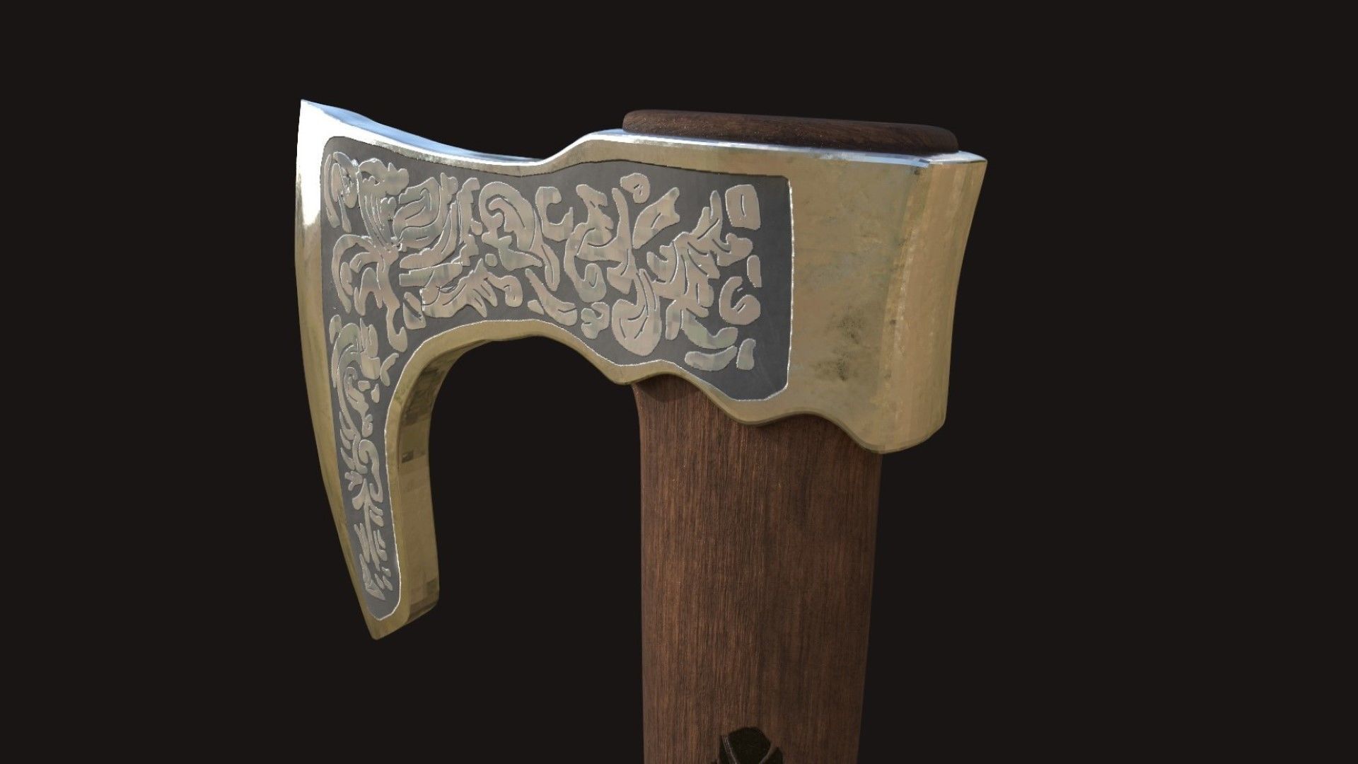 Viking Bearded Axe Low-poly 3D model_5