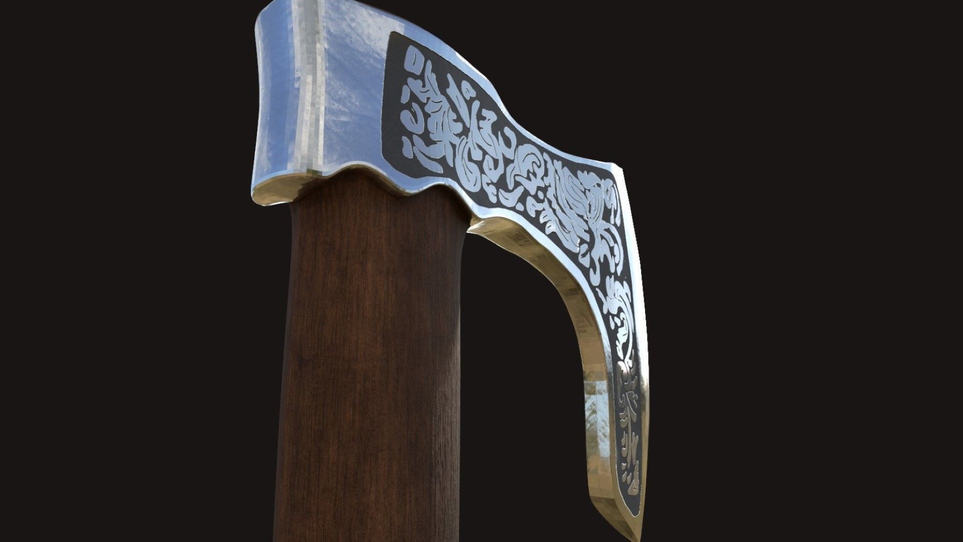 Viking Bearded Axe Low-poly 3D model_2
